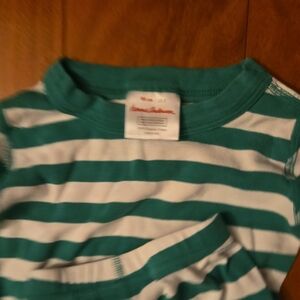 Hanna Andersson Green and White Striped Kids Pajama Set